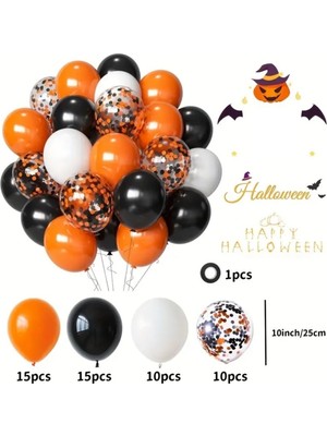 Düvenci Ticaret Halloween Parti Balon Seti - Sarı, Siyah, Beyaz Renklerde