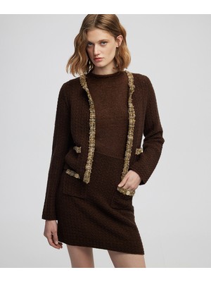 İpekyol Kontrast şeritli triko hırka IW6250050590074