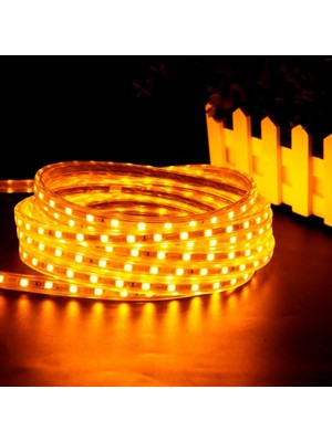 Cata Metrelik Hortum LED Amber Turuncu 220 Volt Hortum LED Tak Çalıştır Şerit LED Yüksek Işık Su Geçirmez