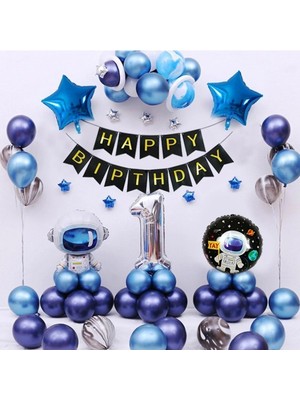 Düvenci Ticaret Çıtıpıtıstore Uzay Temalı 1 Yaş Doğum Günü Seti