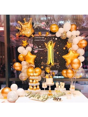 Düvenci Ticaret Çıtıpıtıstore Kral Taçlı 1 Yaş Doğum Günü Balon Konsepti