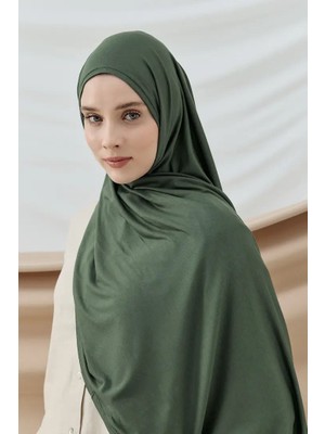 Modakaşmir Koyu Haki Renk Penye Şal