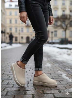 Bukond Kadın Lüx Süet Içi Kürklü Kışlık Terlik Ayakkabı