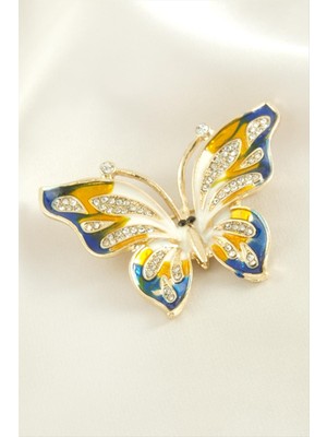 Marsilyan Kelebek Mineli Taşlı Broş