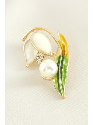 CT Stones Lale Mineli Taşlı Broş