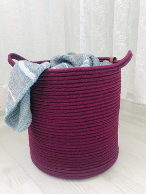 Flz Life Hasır Sepet Oyuncak Sepeti Çok Amaçlı Düzenleyici Saksılık 25 x 25  Mor