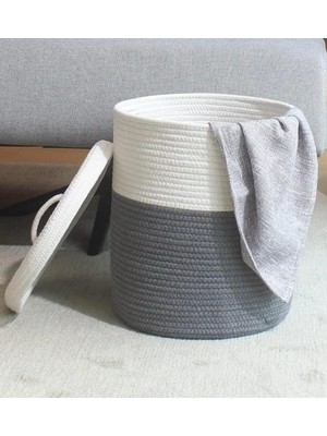 Flz Life Jüt Hasır Sepet Düzenleyici Oyuncak Çamaşır Sepeti Kapaklı