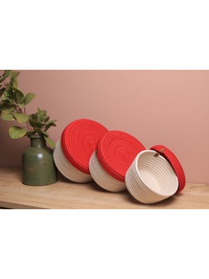 Flz Life Jüt Hasır El Dokuma 3 Lü Kapaklı Sepet Takımı Organizer