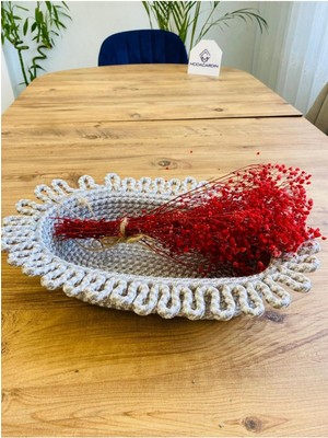 Flz Life Hasır, Jüt,çirtikli  Sepet, Dolap İçi, Düzenleyici, Saklama Sepeti, Ekmek Sepeti,30X20X10