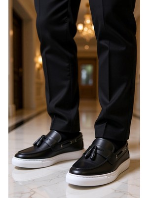 Benerly Erkek Deri Püsküllü Bağcıksız Ayakkabı Düz Taban Fonksiyonel Dayanıklı Kaliteli Konforlu Şık