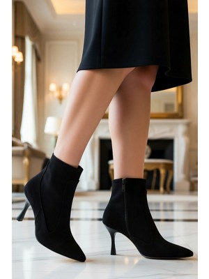 Benerly Kadın Ince Topuklu Sivri Burun Bot Süet Fonksiyonel Dayanıklı Kaliteli Konforlu Rahat