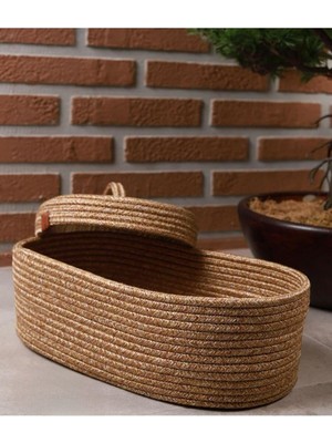Flz Life Std Jüt Hasır Sepet Oval Kapaklı Organizer|
