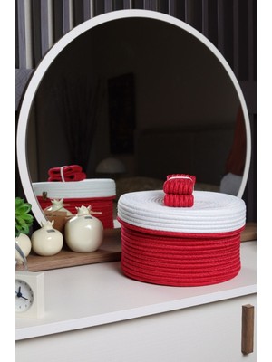 Flz Life Jüt Hasır Sepet Yuvarlak  Kapaklı Organizer 20X20