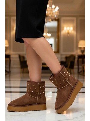 Benerly Kadın Yuvarlak Burun Düz Tabanlı Bağcıksız Bot Fonksiyonel Dayanıklı Kaliteli Konforlu Şık