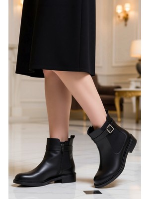 Benerly Kadın Fermuarlı Toka Detaylı Düz Taban Bot Fonksiyonel Dayanıklı Kaliteli Konforlu Estetik