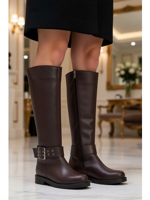 Benerly Kadın Düz Taban Fermuarlı Suni Deri Çizme Fonksiyonel Dayanıklı Kaliteli Konforlu Estetik Şık