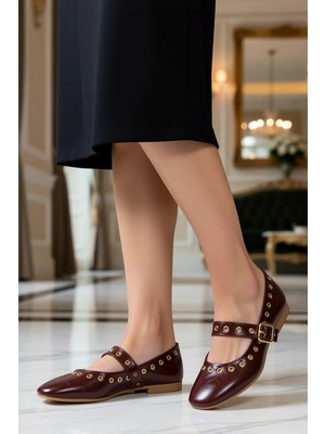 Benerly Kadın Mary Jane Kalıp Düz Taban Bantlı Tokalı Detaylı Babet Poliüretan Fonksiyonel Şık