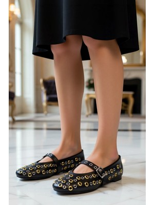 Benerly Kadın Düz Yuvarlak Burun Kemerli Ayakkabı Fonksiyonel Dayanıklı Kaliteli Konforlu Estetik Şık