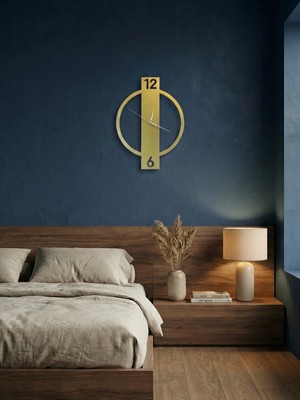Nuvori Metal Özel Renk Duvar Saati - Sessiz Akar Mekanizmalı 25 x 40 cm -Açık Bronz  Metal Saat