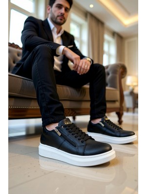 Benerly Erkek Bağcıklı Fermuarlı Deri Sneaker Standart Kalıp Fonksiyonel Dayanıklı Kaliteli Modern