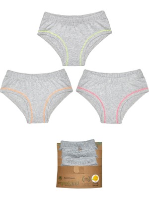 Organickid Neon Kız Çocuk Gri İç Çamaşır Set 3'lü