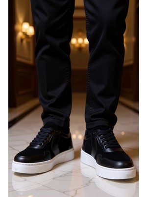 Benerly Erkek Bağcıklı Düz Yaka Suni Deri Sneaker Fonksiyonel Dayanıklı Kaliteli Konforlu Estetik Şık