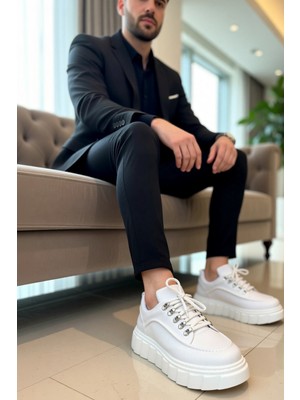 Benerly Erkek Bağcıklı Rugan Sneaker Yuvarlak Burunlu Standart Kalıp Fonksiyonel Dayanıklı Estetik