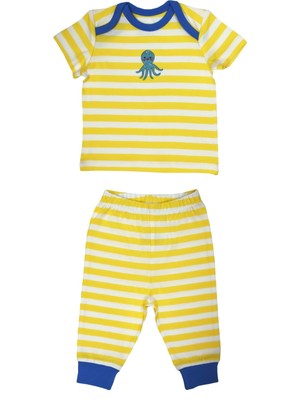 Organickid Summer Bebek Sarı Kısa Kol Pijama Takımı