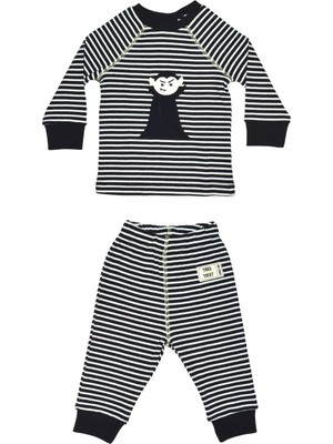 Organickid Halloween Bebek Siyah Çizgili Pijama Takımı