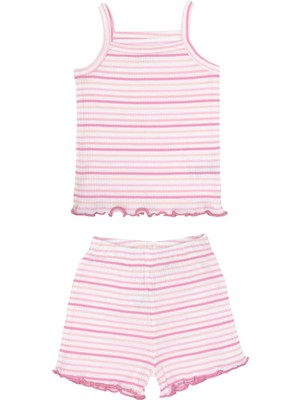Organickid Mini Me Kız Bebek Pembe Askılı Üst ve Şort Pijama Takımı
