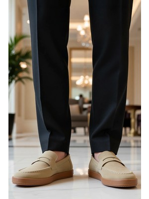 Benerly Erkek Bağcıksız Düz Taban Süet Loafer Ayakkabı Fonksiyonel Dayanıklı Kaliteli Konforlu Şık