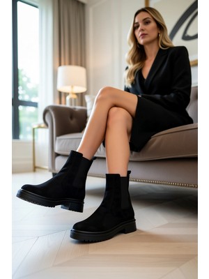 Benerly Kadın Düz Taban Yuvarlak Burun Bağcıksız Süet Bot Fonksiyonel Dayanıklı Kaliteli Konforlu Şık