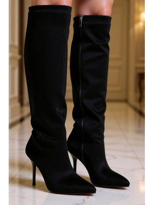 Benerly Kadın Sivri Burun Ince Topuklu Çizme Tekstil Fonksiyonel Dayanıklı Kaliteli Konforlu Şık