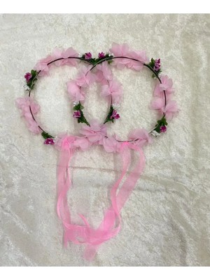 Evsay 5li Yuvarlak Nedime Tacı Lazer Kesim Çiçekli ve Yapay Cipsolu Kına Nedime Tacı