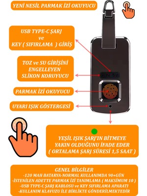 Yeni Nesil Parmak Izi Okuyucu Kilit Sistemli Unisex Siyah Okul Sırt Çantası 14"-15,6" inç Dada 13