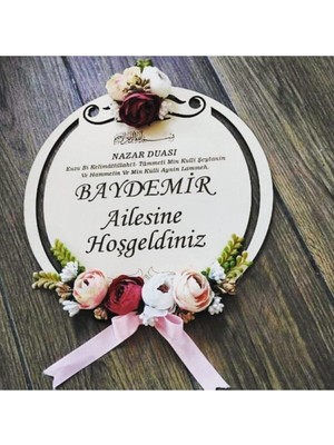 Evsay Ahşap Kapı Süsü Şakayık Güllü 30 cm