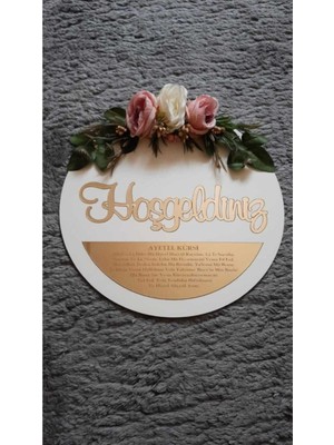 Evsay Beyaz Hoşgeldiniz Güllü Kapı Süsü