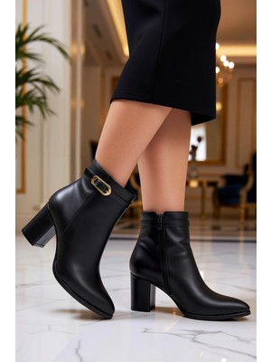 Benerly Kadın Sivri Burun Blok Topuklu Bilekte Bot Poliüretan Fonksiyonel Dayanıklı Kaliteli Şık