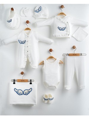 Eda Baby Melek Kanatlı %100 Pamuk Yenidoğan Hastane Çıkış 10'lu Takım