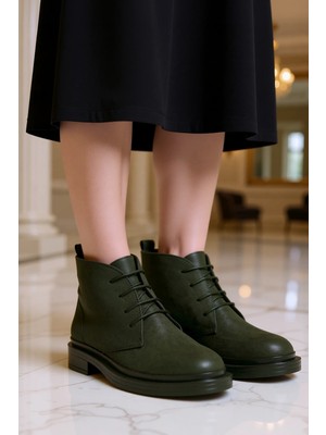 Benerly Kadın Sivri Burunlu Bağcıklı Düz Taban Bot Süet Fonksiyonel Dayanıklı Kaliteli Modern