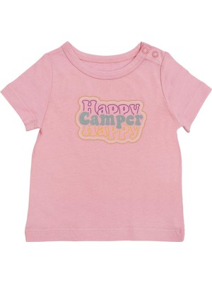 Organickid Adventure Kız Bebek Toz Pembe Kısa Kollu T-Shirt