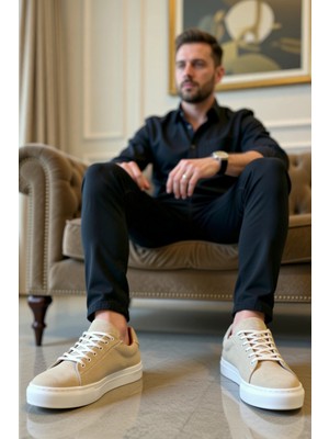 Benerly Erkek Bağcıklı Süet Sneaker Standart Kalıp Taban Fonksiyonel Dayanıklı Kaliteli Konforlu Şık
