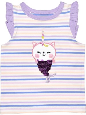Organickid Merkitty Kız Bebek Çift Yönlü Pullu Kısa Kol T-Shirt