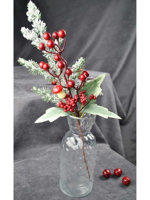 Qualitev 1 Adet 30 cm Yapay Yılbaşı Çiçeği Dekoratif Yılbaşı Çiçek New Year Christmas-