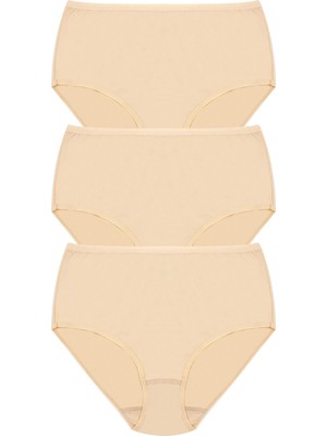 Öts Kadın Külot 3'lü, Yüksek Bel Külot, High Cut (%48 Pamuk - %48 Modal - %4 Elastan)