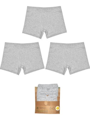 Organickid Basic Cotton Erkek Çocuk Gri Iç Çamaşır Set 3'lü