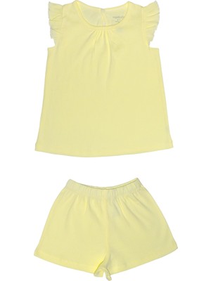 Organickid Serene Kız Çocuk Sarı Şortlu Pijama Takımı