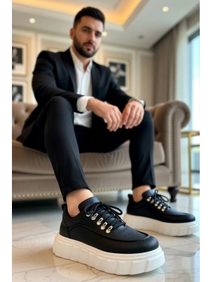 Benerly Erkek Bağcıklı Rugan Sneaker Yuvarlak Burunlu Standart Kalıp Fonksiyonel Dayanıklı Estetik