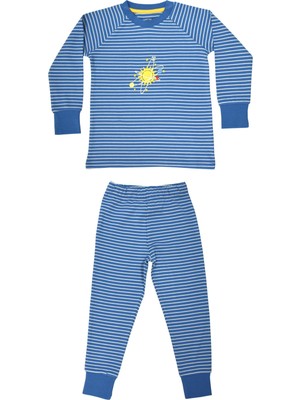 Organickid Mix Erkek Çocuk Mavi Çizgili Pijama Takımı