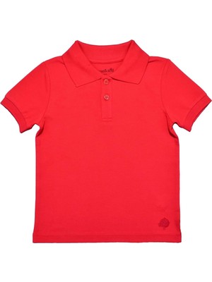 Organickid Polo Yaka Basic Kırmızı Kısa Kollu Çocuk T-Shirt